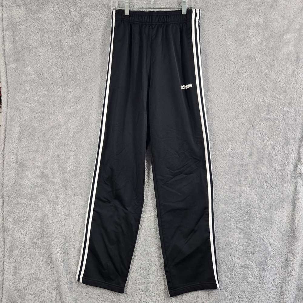 Adidas Mens Black White 3 Stripe Track Pants Athletic Joggers Size S